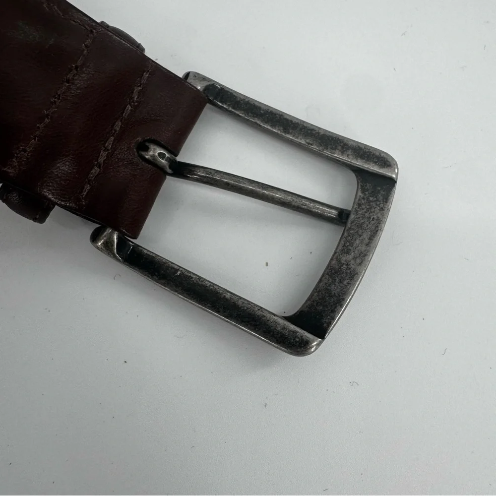 Vintage Torino Mens Silver Buckle Belt Woven‎ Red Black Brown Leather Size 44